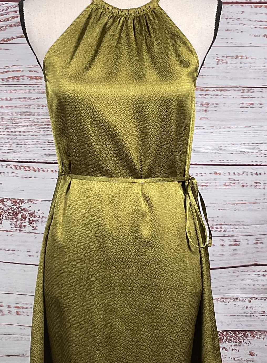 Ted Baker London Roxieyy Textured Satin Halter Dress Olive 0