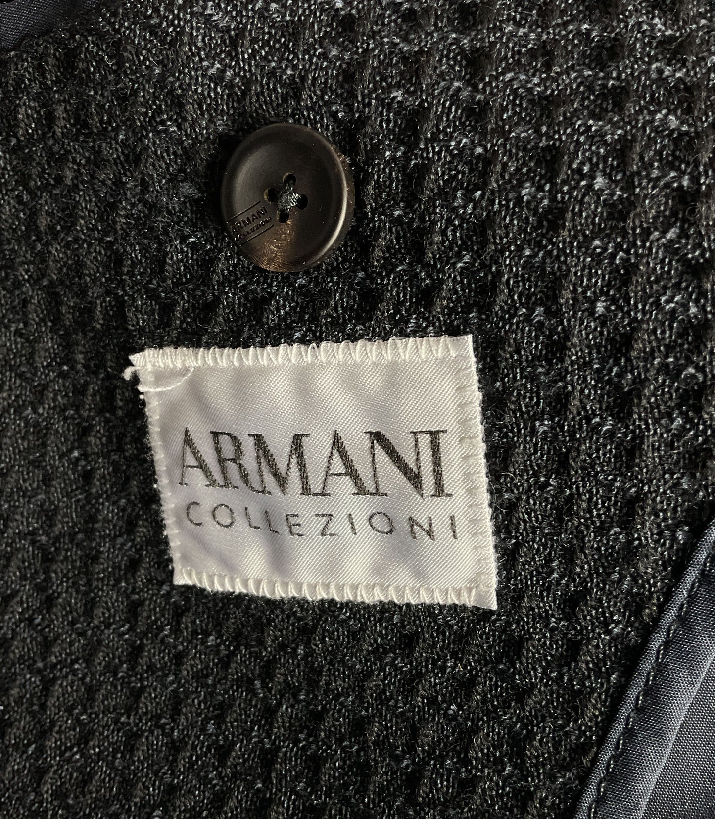 Armani Collezioni Waffle Knit Blazer Black 48 US 58 ITA