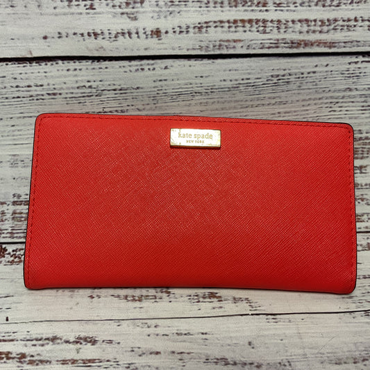 Kate Spade Red Coral Faux Leather Folding Wallet - Size 7"x4"