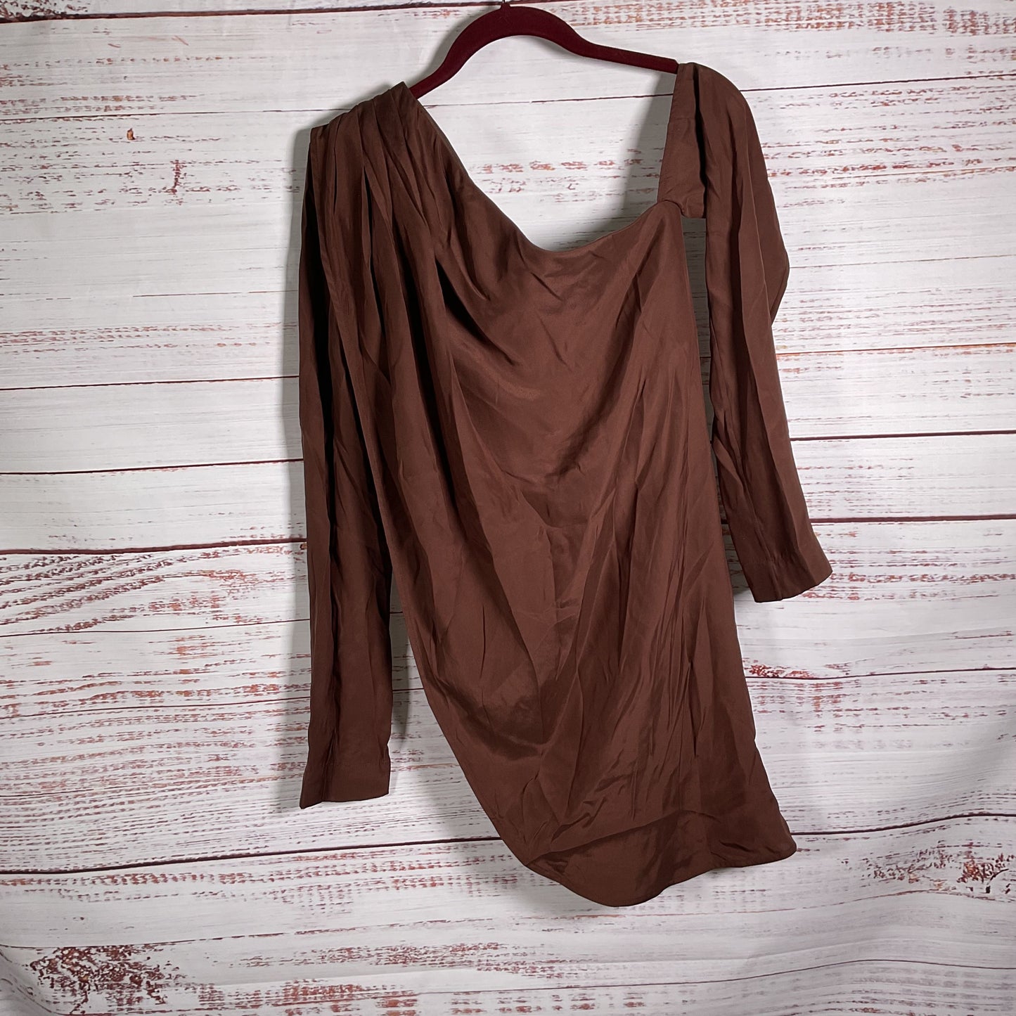 Gauge81 Toho Chocolate Brown Silk Off Shoulder Long Sleeve Blouse - Size 36 New