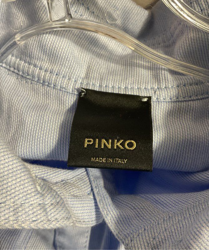 Pinko Women's Blue Poplin Loose Sleeve Short Button Dress Size S US