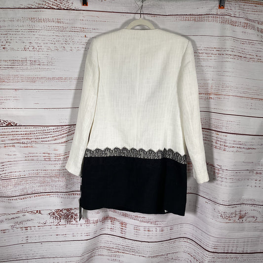 Karl Lagerfeld Tweed Black White Front Button Topper Jacket Size 10 New W/ Tags