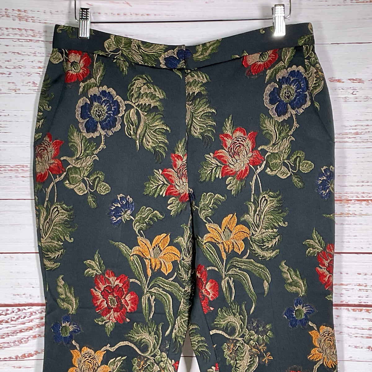 ROSETTA GETTY Women's Black Floral Embroidered Pants- SZ 8