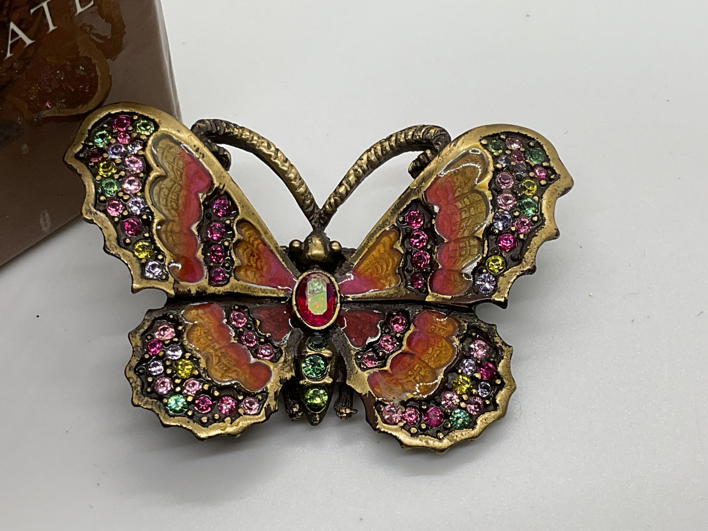 Personalized Signed JAY STRONGWATER Swarovski Crystal Butterfly Brooch- 2.24"