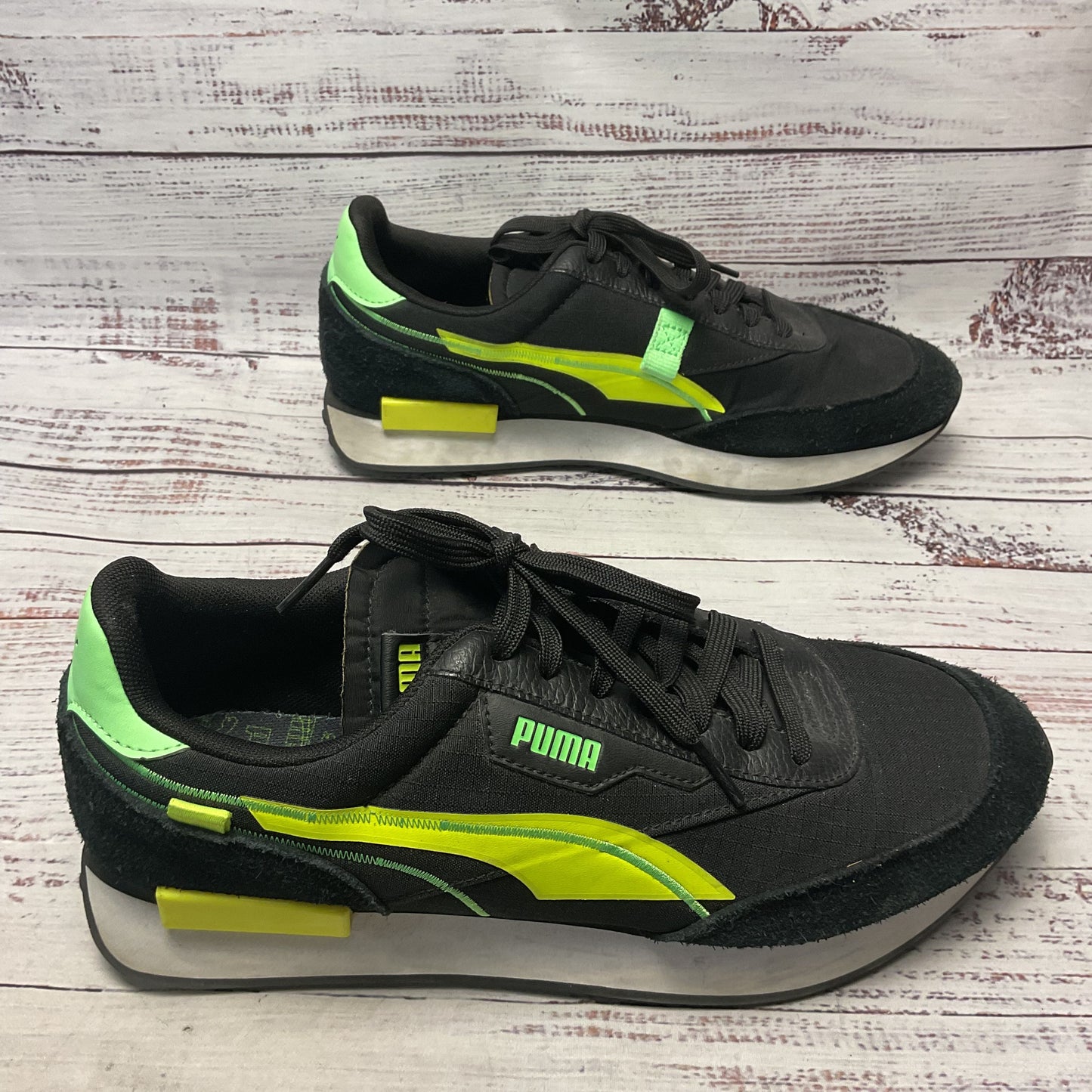 Puma Future Rider Twofold Black Yellow Athletic Sneakers Shoe Men Size 10.5
