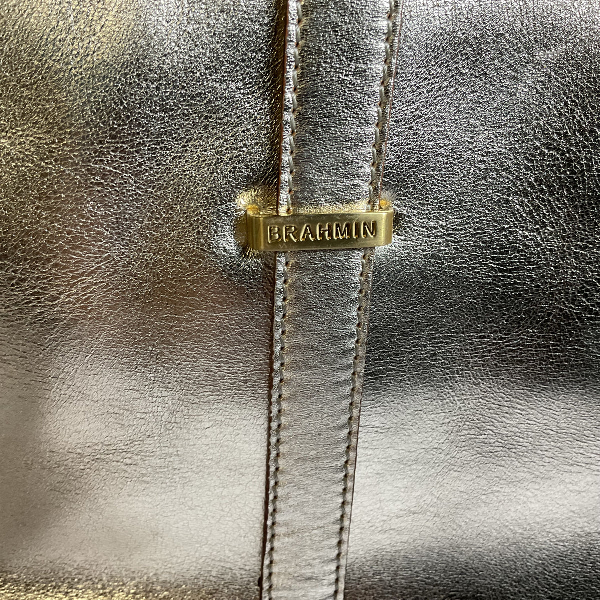 BRAHMIN Women's Metallic Gold Leather Tote Bag