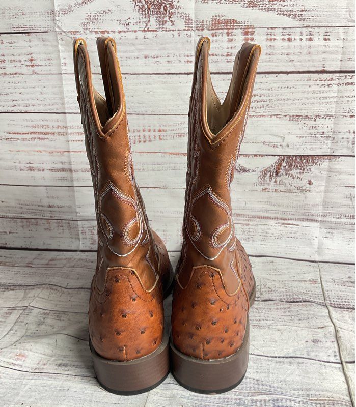 Roper Men's Ostrich Embossed Western Boots Brown 7
