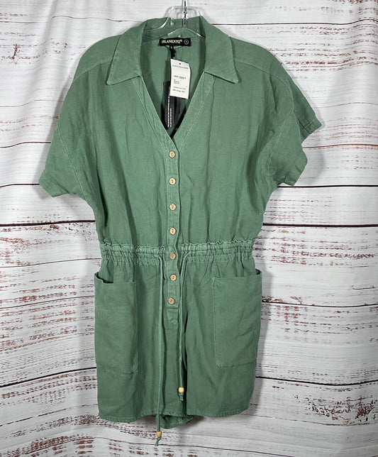 Blank NYC Linen Short Romper Ocean Eyes Green S