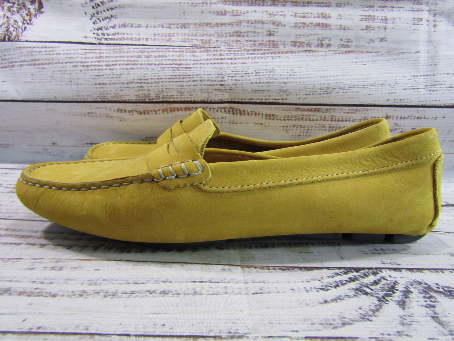 Massimo Matteo Men's Yellow Suede Driving Penny Loafer Size 9.5