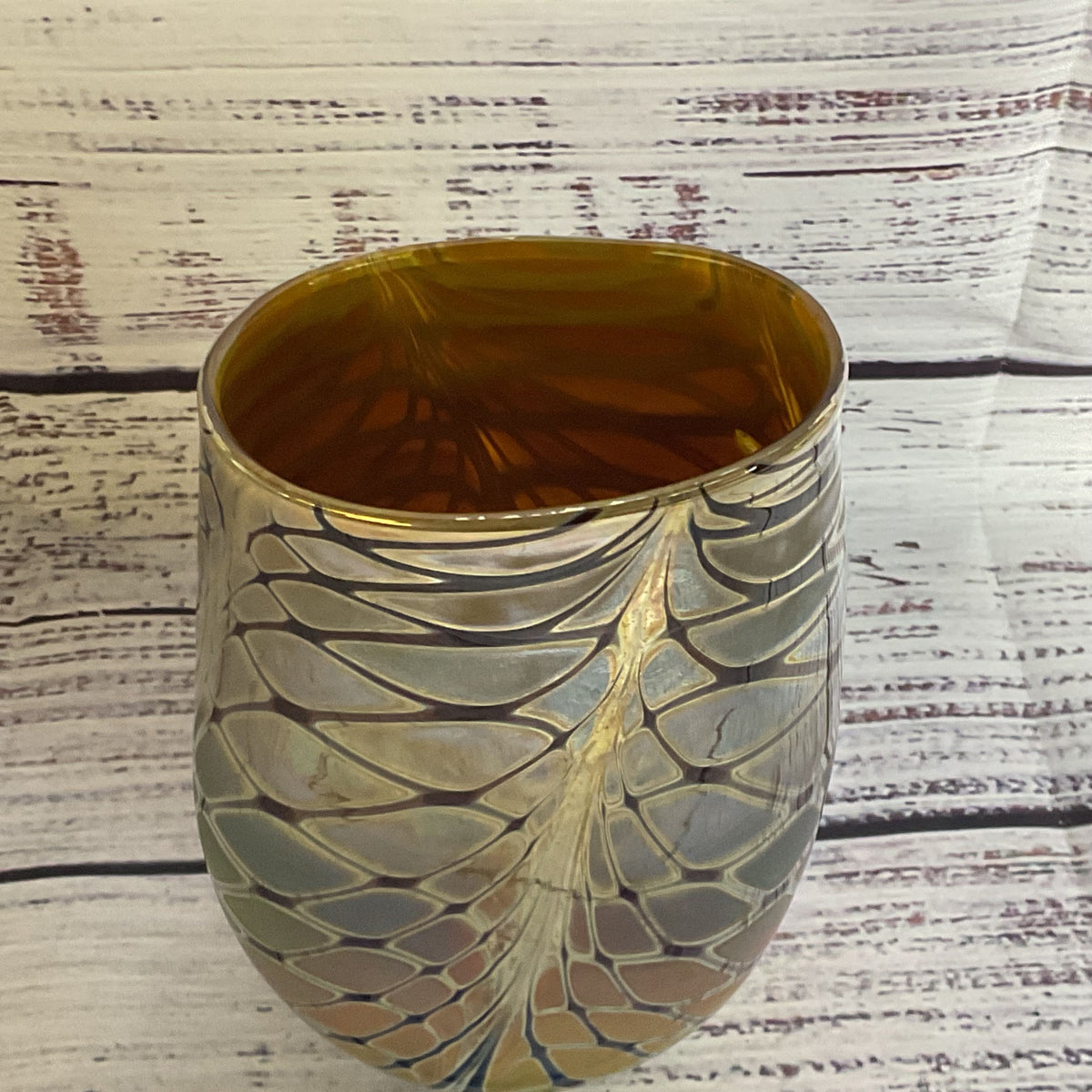 Set of 2 VTG. Signed CRAIG ZWEIFEL Iridesscent Swirl Vases- 5.25" & 6.5"