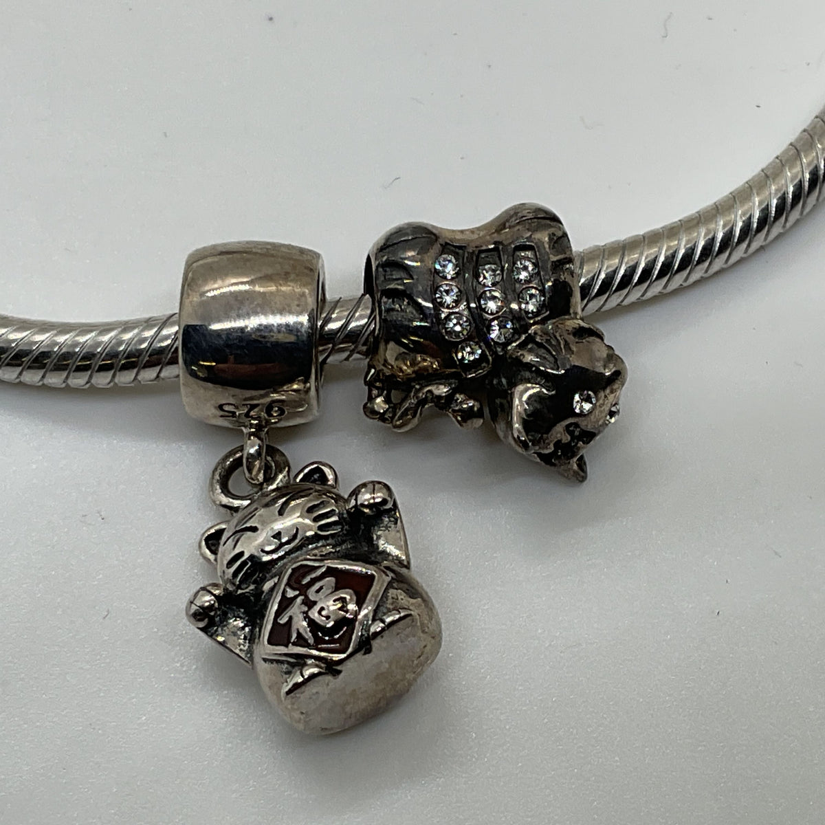 SOUFEEL Sterling Silver Cat Charms 6.5" Bracelet- 21.65g