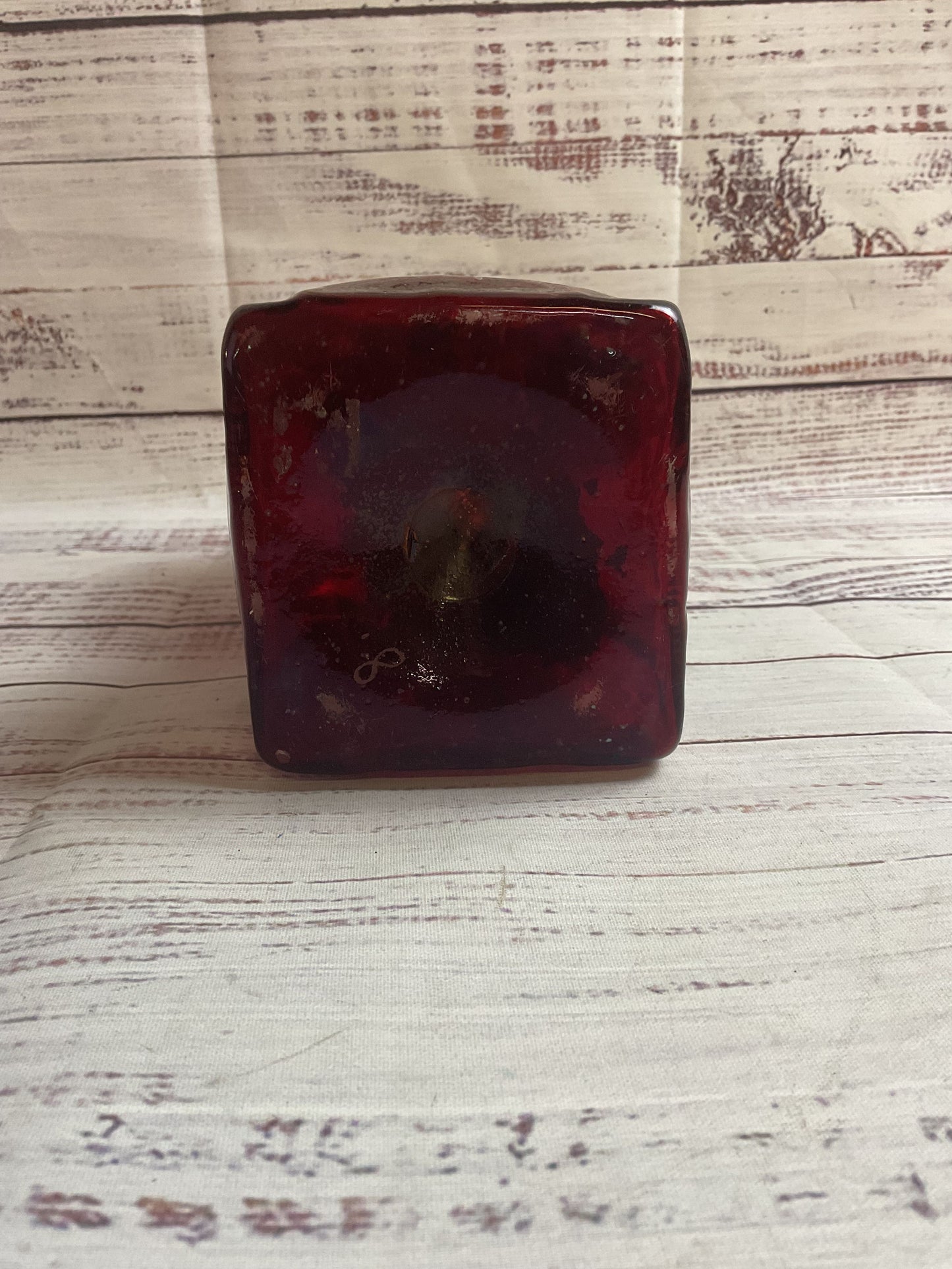 Red Bohemian Glass Hourglass Vase