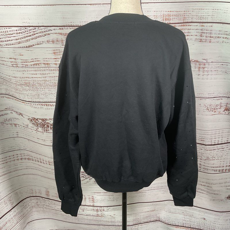 Good American Aquarius Black Sequin Astrology Horoscope Crewneck Sweater Size 2