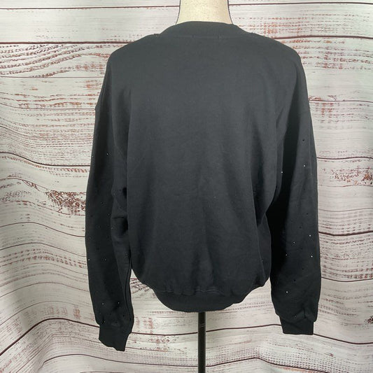 Good American Aquarius Black Sequin Astrology Horoscope Crewneck Sweater Size 2