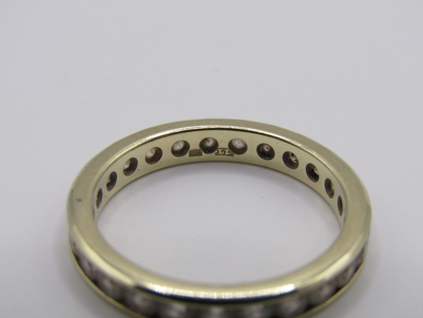 LI 3mm 14k Yellow Gold CZ Eternity Band Ring Size 7.5