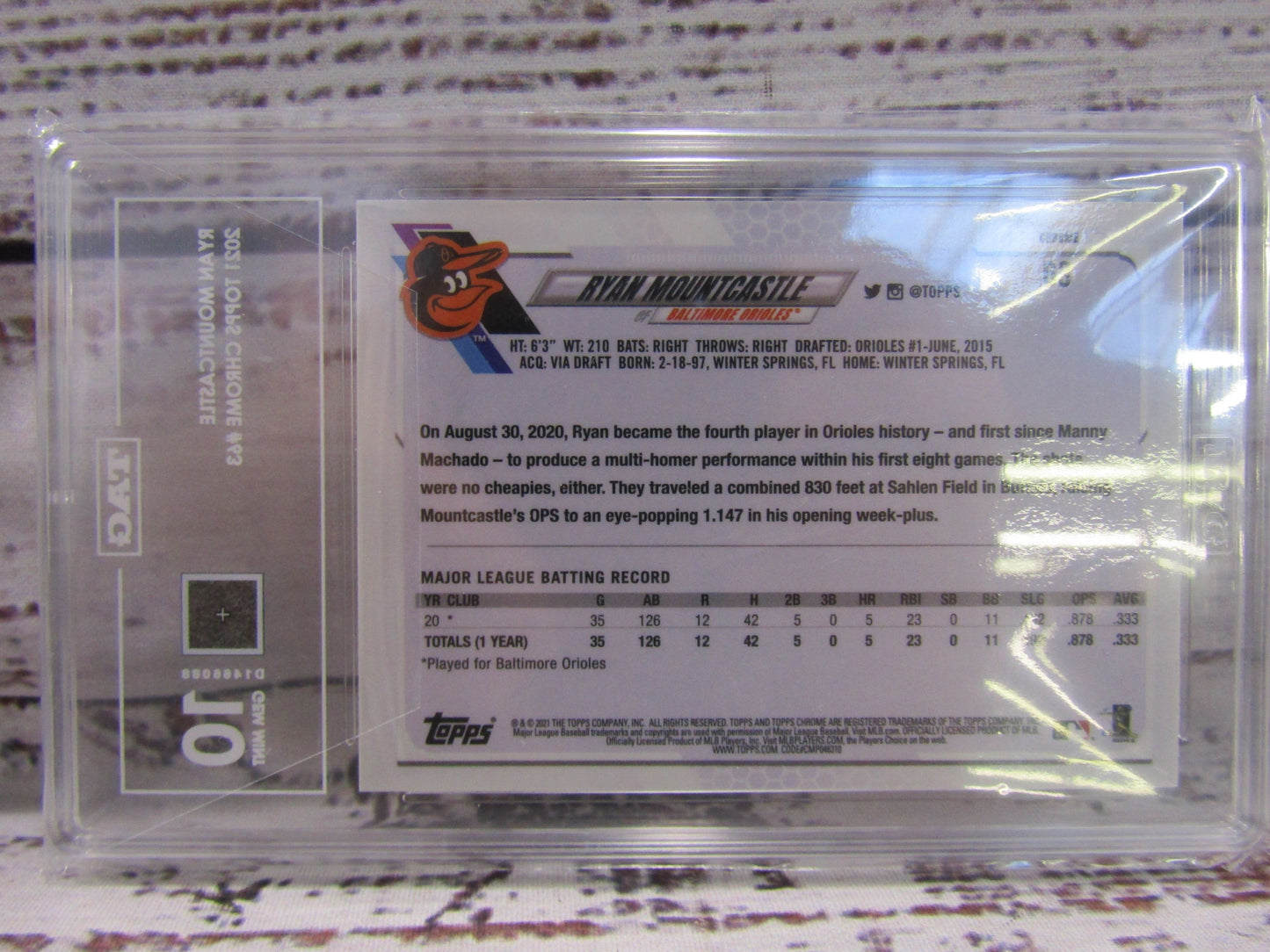 2021 Topps Baltimore Orioles Ryan Mountcastle Chrome #63