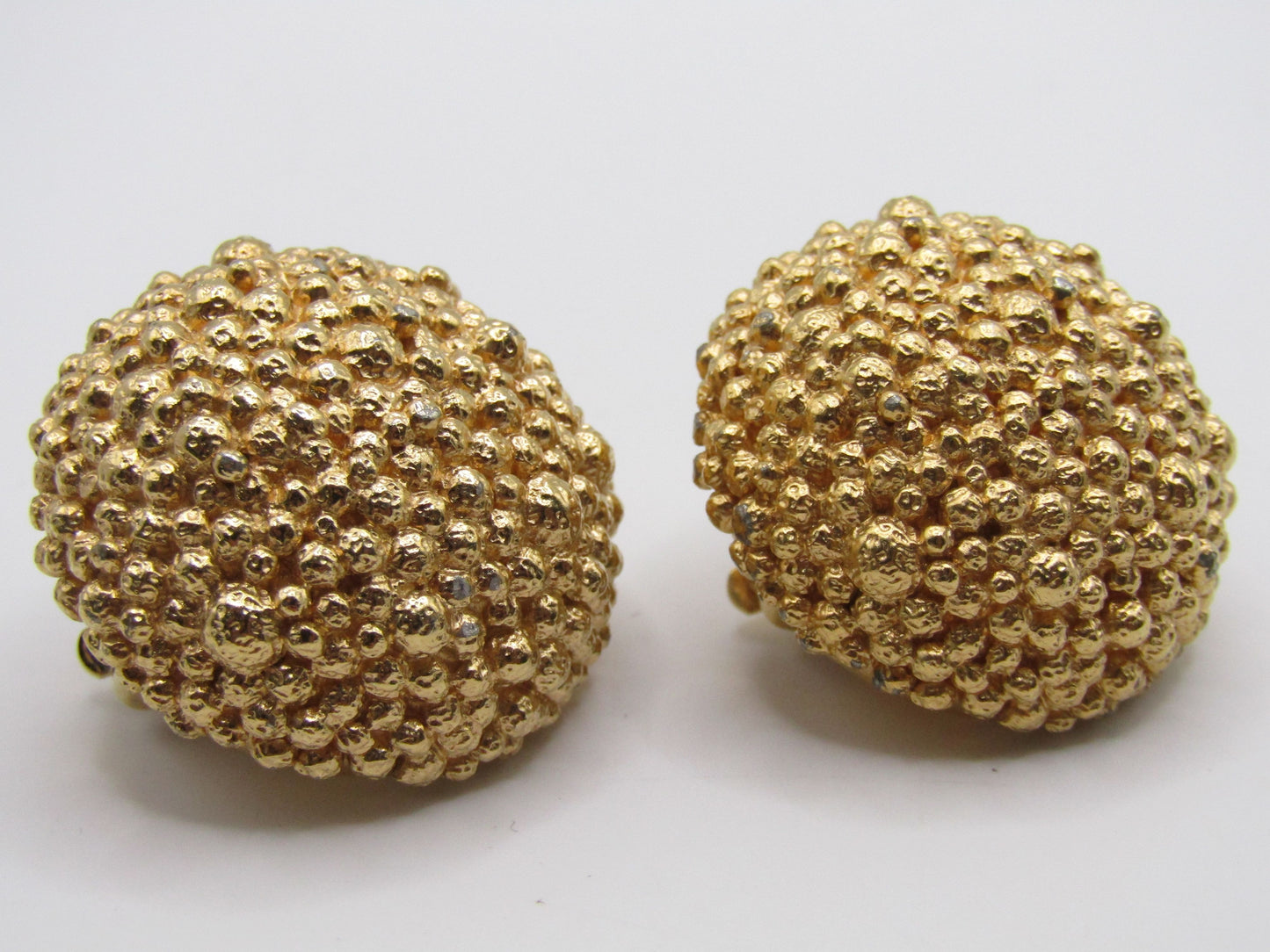 Vintage Ciner Gold Plated Textured Dome Clip-On Earrings