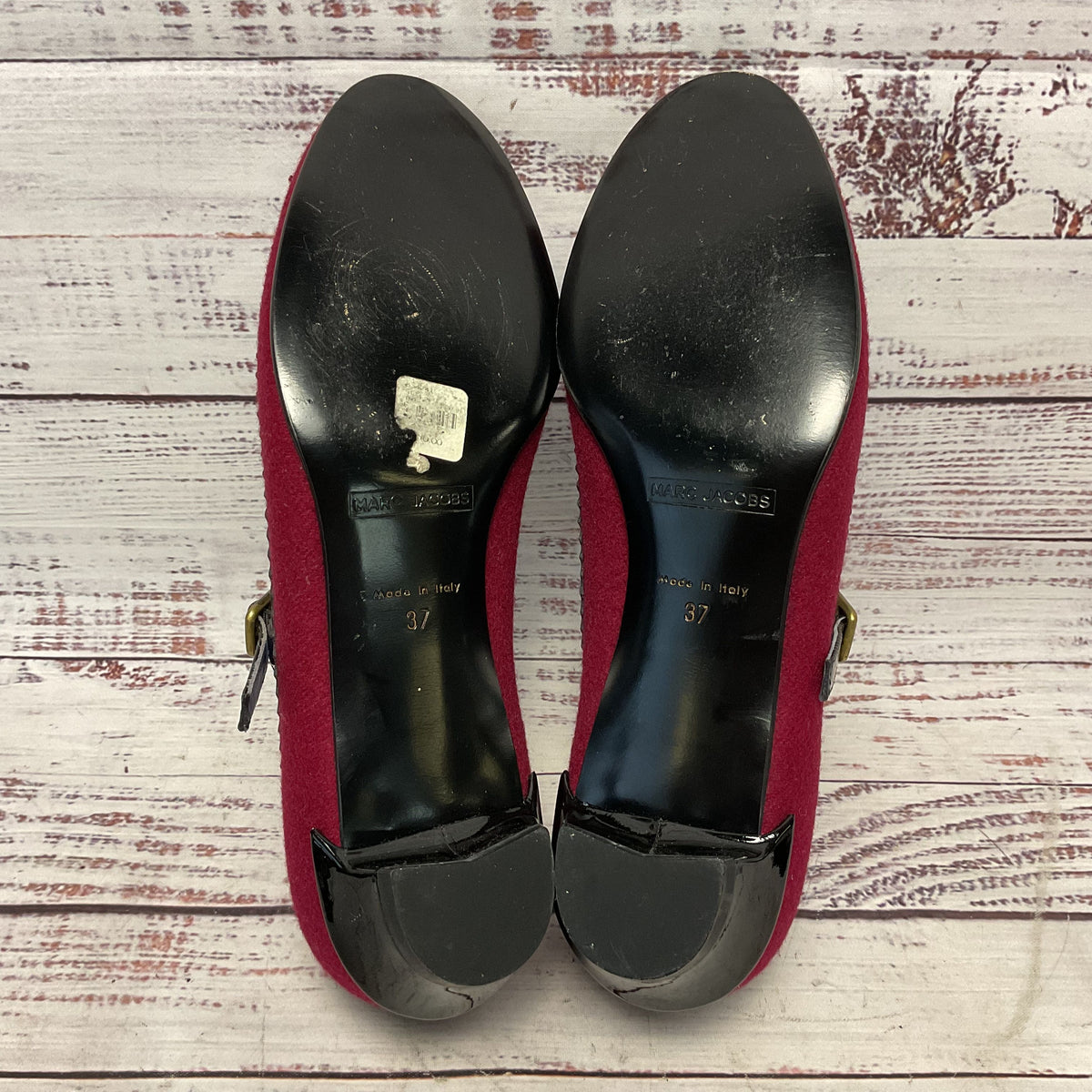 Marc Jacobs Mary Jane Maroon Wool Black Shoe Women Size 7US 37EU