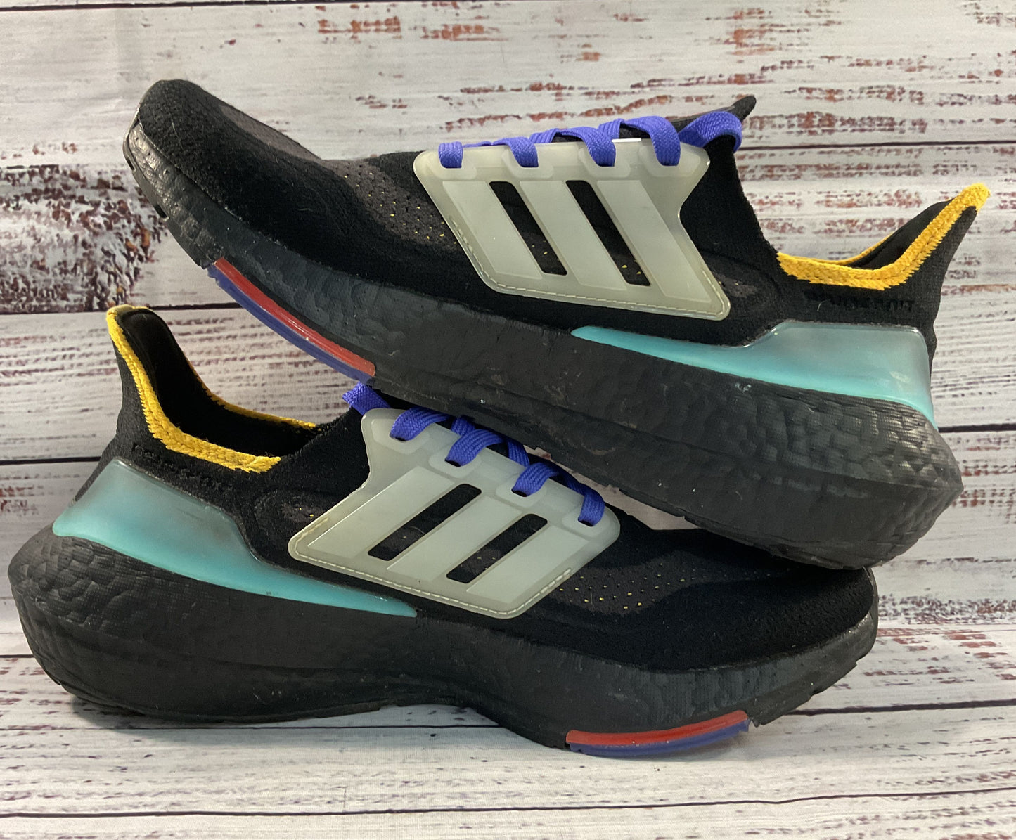 Adidas Ultraboost 21 J Black Pulse Aqua Boy's Sneakers Size 5.5 GX2561