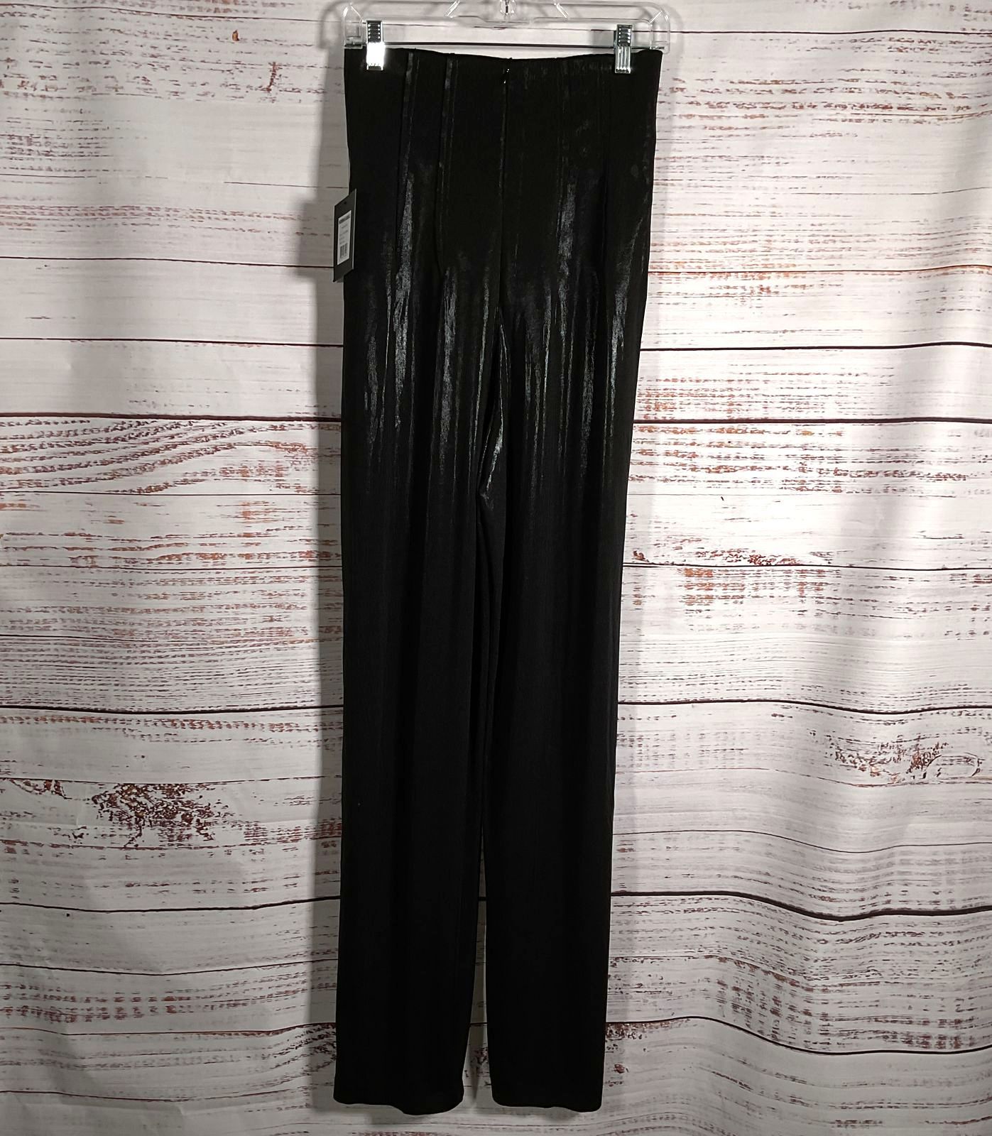 Norma Kamali High Waist Tailored Shiny Pleat Pants Black M/34