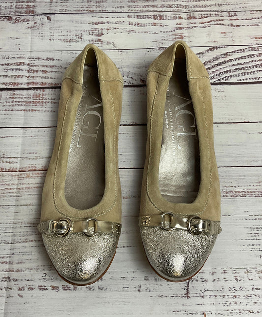 AGL Vero Cuoio Beige And Silver Ballet Flat Women Size EU 36