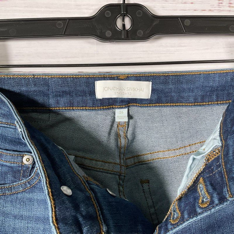 Jonathan Simkhai Standard Blue Denim Button Fly Skinny Jeans - Size 26
