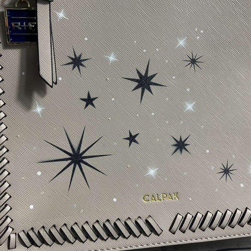 Calpak R+F Kaya Laptop Bog Star Print Beige Faux Leather Laptop Bag Backpack
