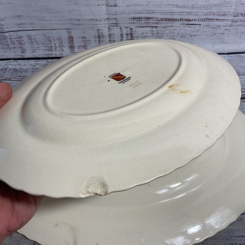 Myott Powder Blue 2 Pc Staffordshire Porcelain 10", 14" Serving Platter Set 5681