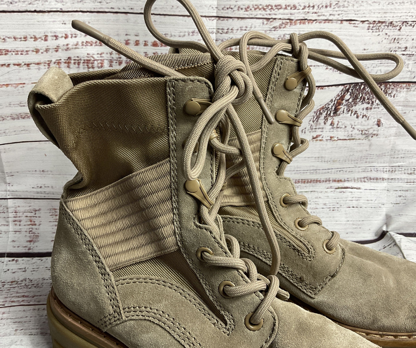 Rag & Bone Shiloh Lace Up Jungle Combat Boot Suede Beige 36.5