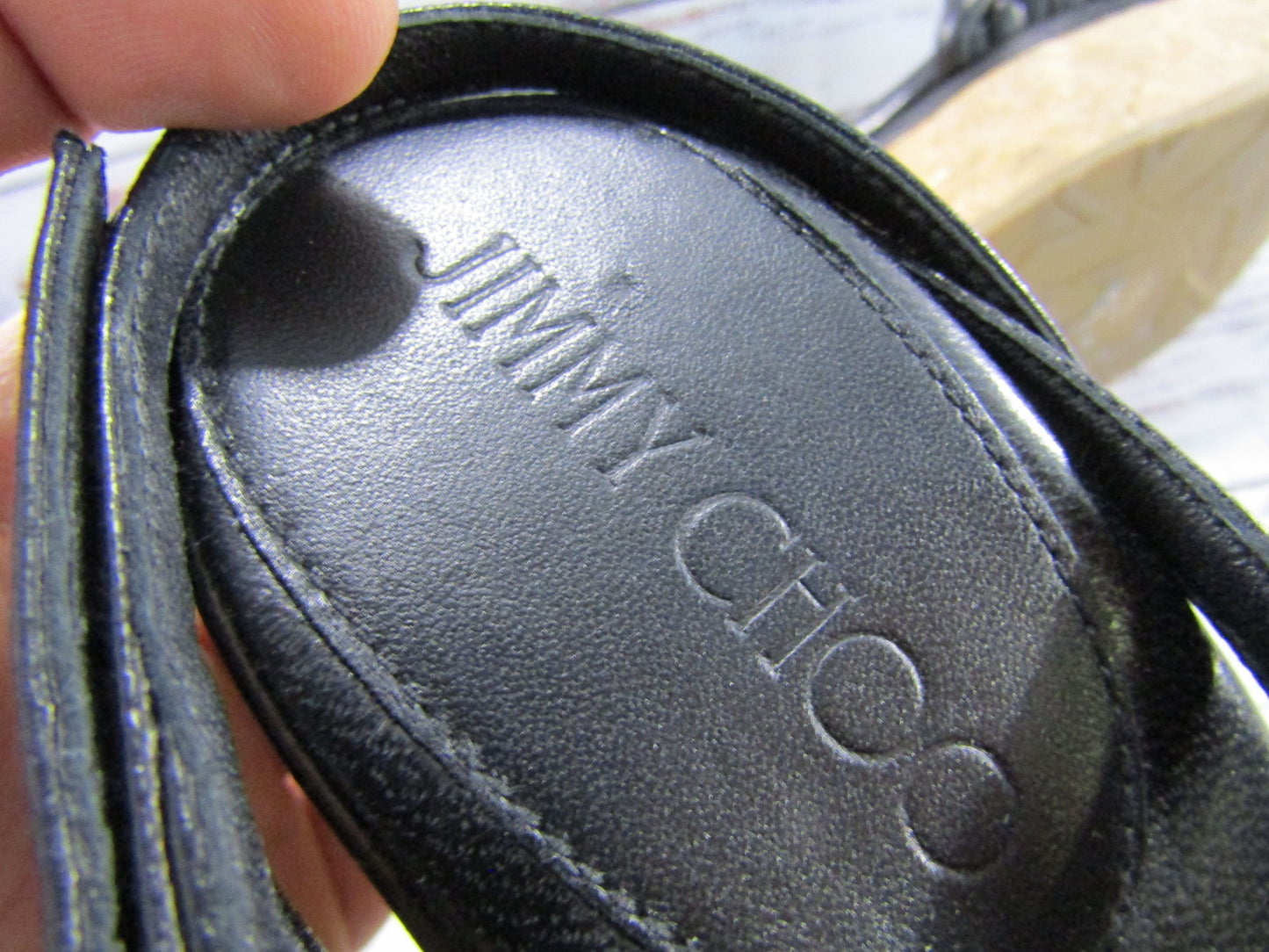 Jimmy Choo Diosa Women's Black Leather Espadrille Wedge Sandals Made in Spain