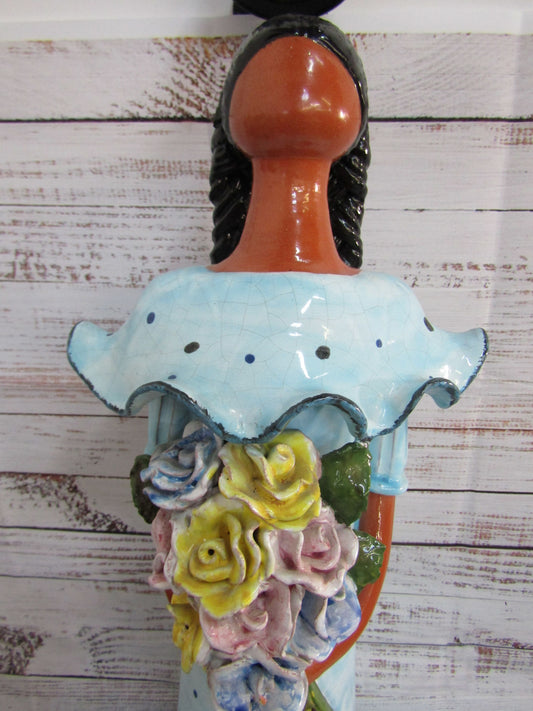 Faceless Flower Girl Sculpture by Liliana Mera Lime Made in Dominican Republic
