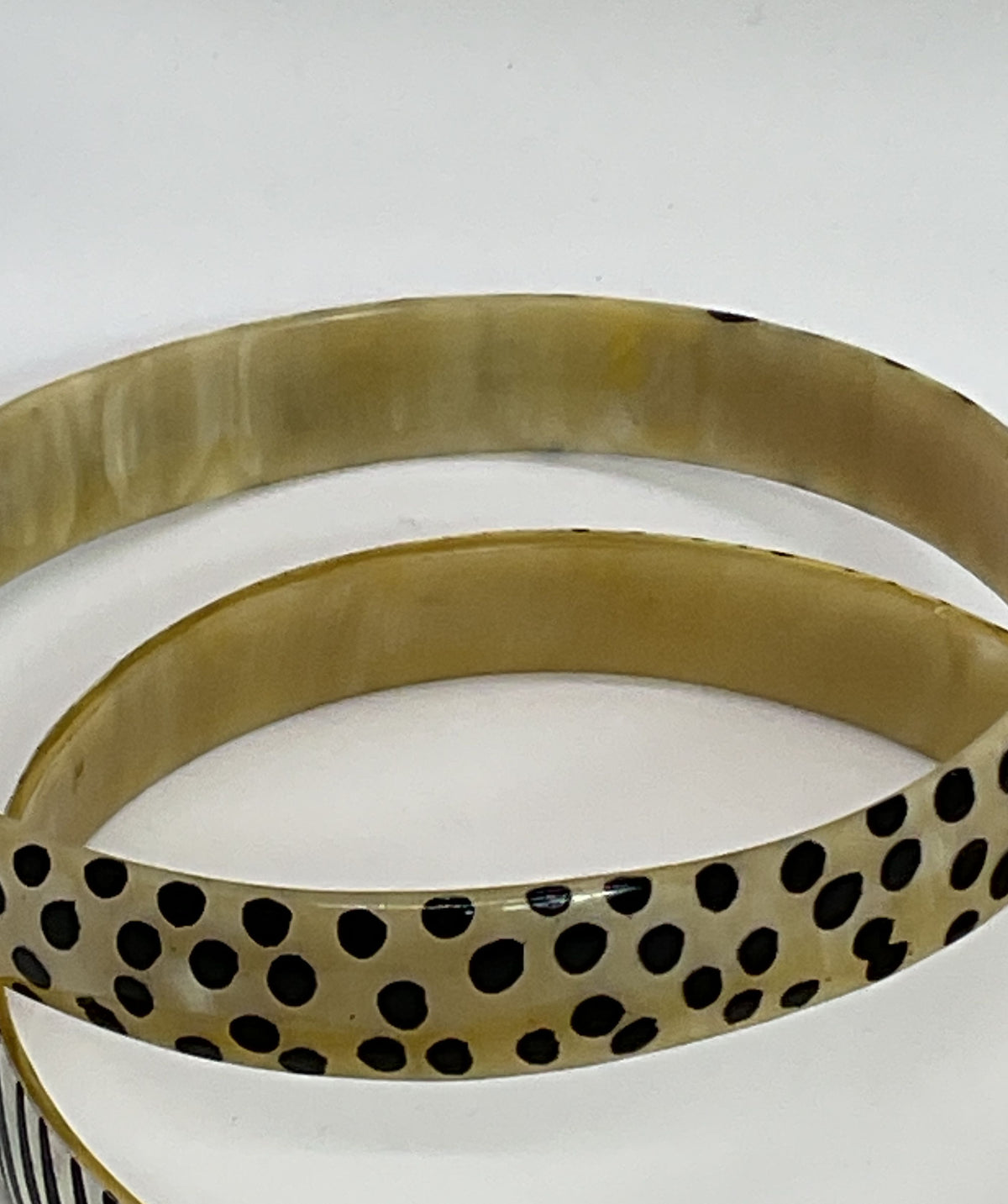 VTG. Animal Print Horn 9.25" Bangles- Set of Two