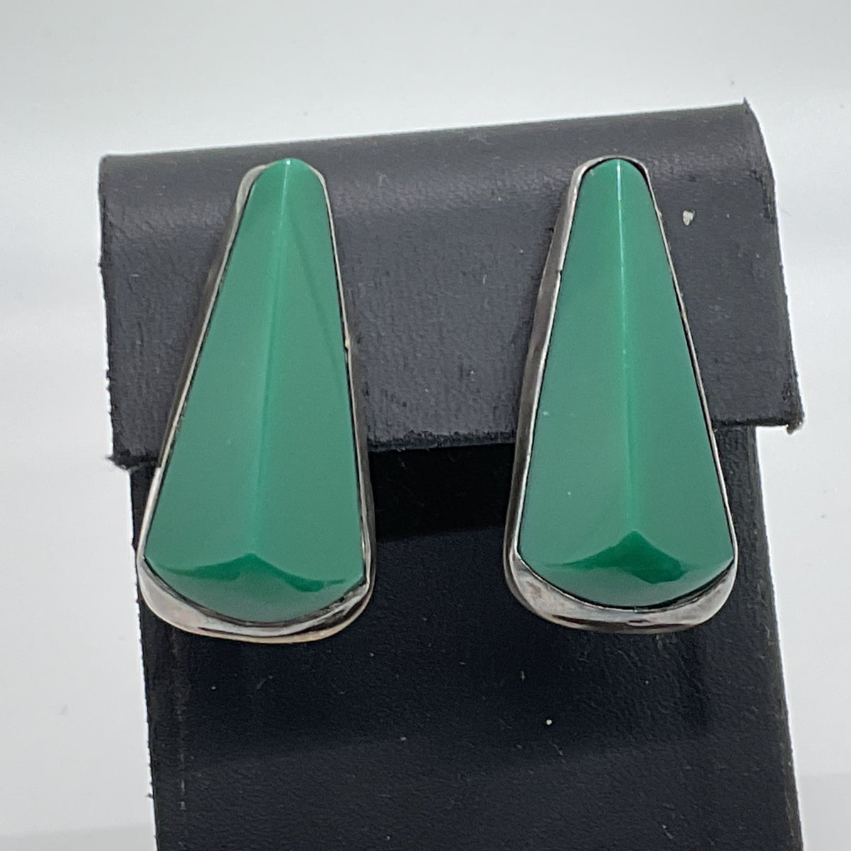 VTG. TAXCO Mexico Sterling Silver Green Rhinestone Dangle Earrings- 22.49g