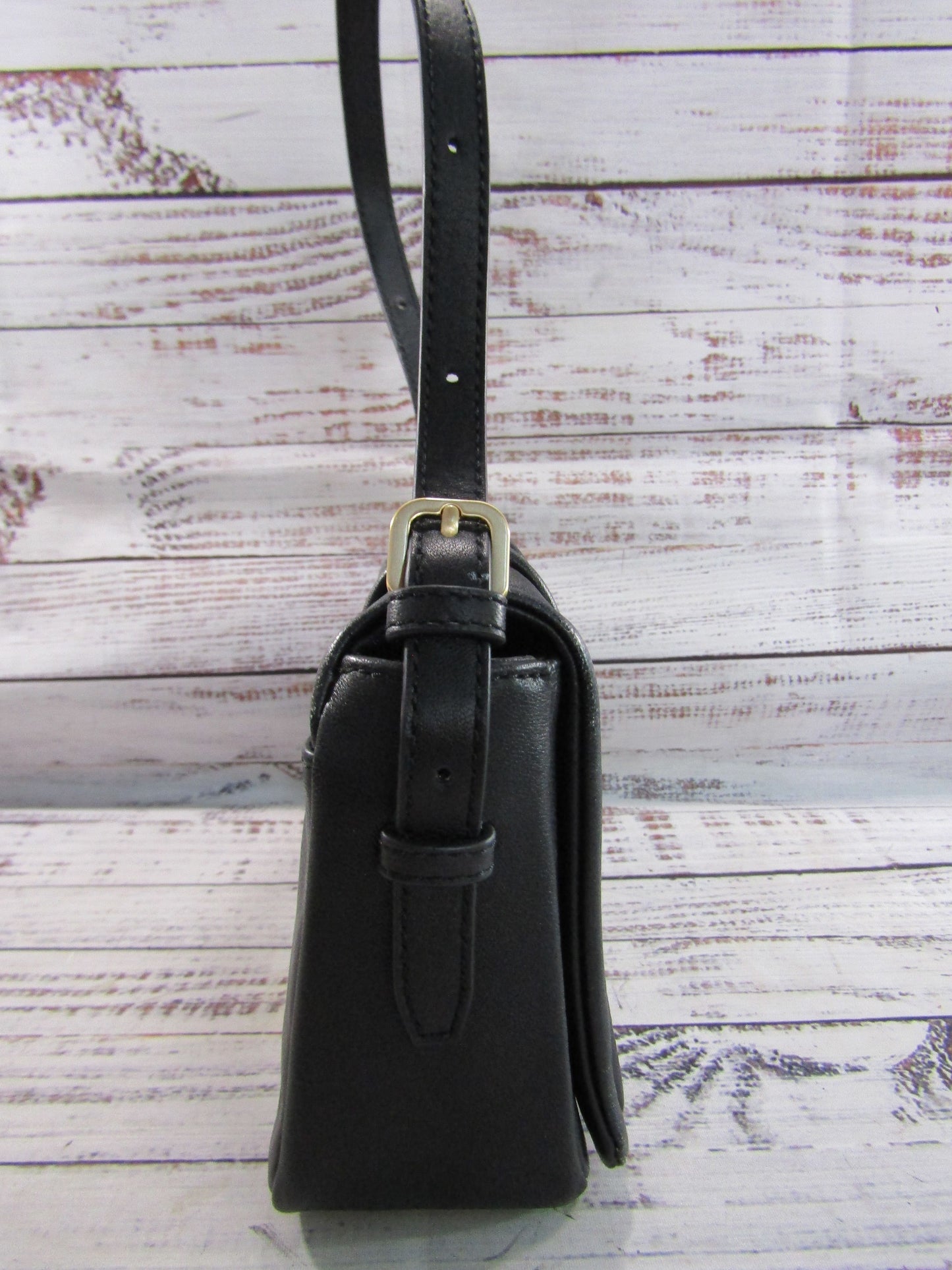 Oryany Bell Women's Ruched Black Leather Crossbody Shoulder Bag