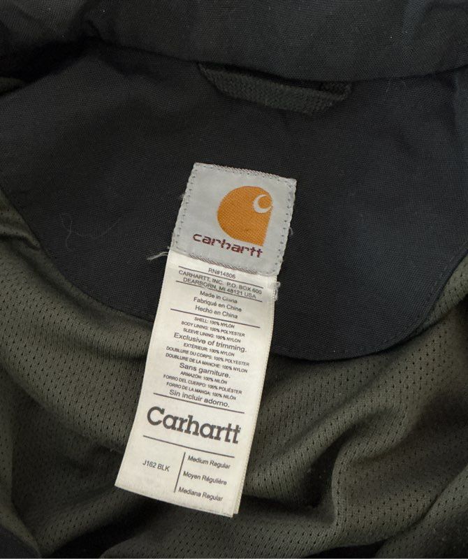 Men's Carhartt Black Coat with removable hood Size M AS IS