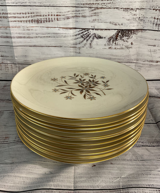 Lenox Porcelain Starlight Set of 12 Dinner Plates Cream