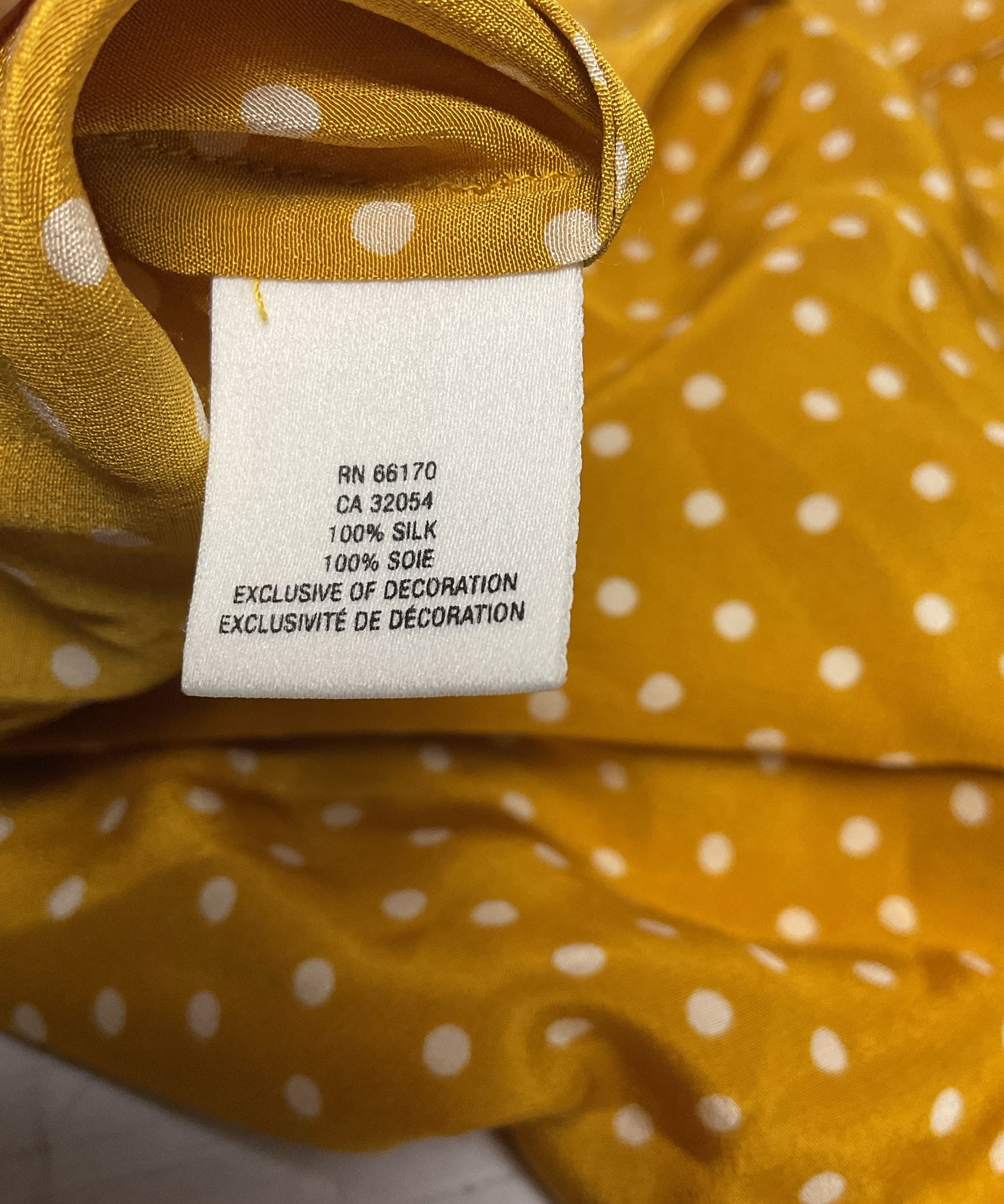 Maeve Anthropologie Mustard Yellow White Polka Dot Draped Neck Top - Size 6