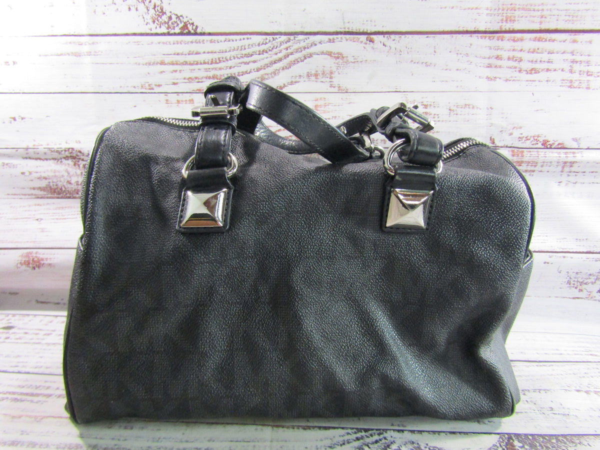 Michael Kors Grayson Women's Black PVC Signature Monogram Satchel Bag