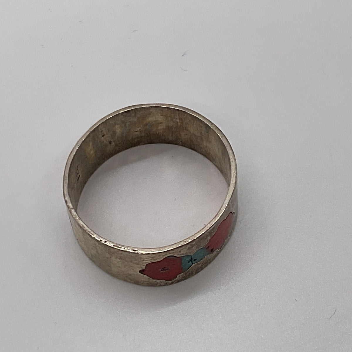VTG. Sterling Silver & Enamel SZ 10 Ring- 3.70g