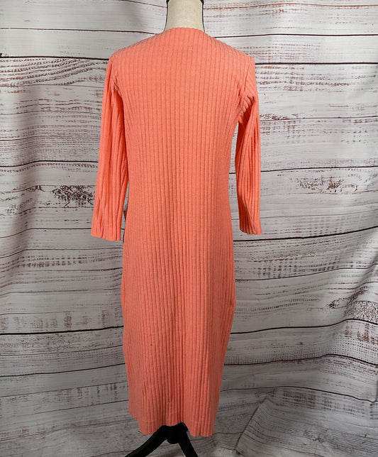 Trend Vintage Ribbed Midi Dress Coral Pink 36