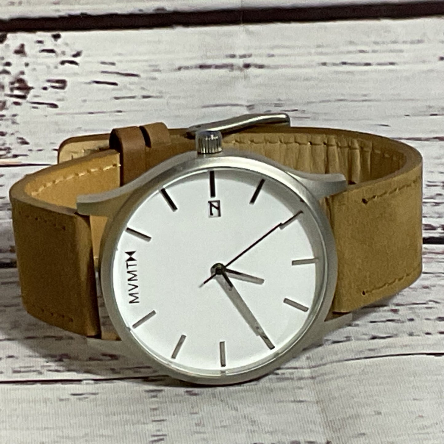 MVMT Silver Tone Tan Band Men's Watch