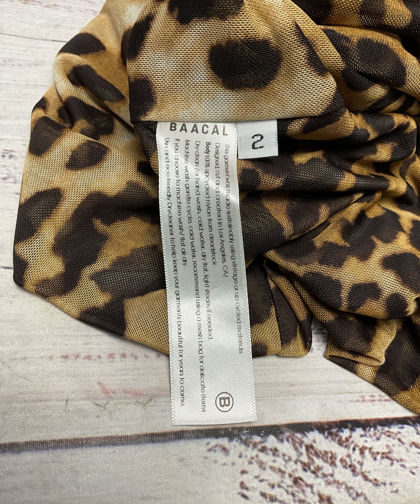 Baacal Leopard Print Mesh Ruched Skirt - Size 2