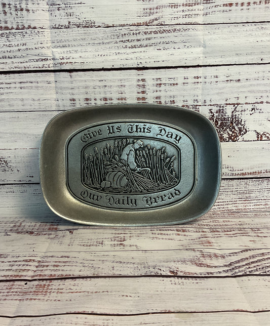 Wilton Columbia USA Silver Vintage "Give Us This Day Our Daily Bread" Bread Tray