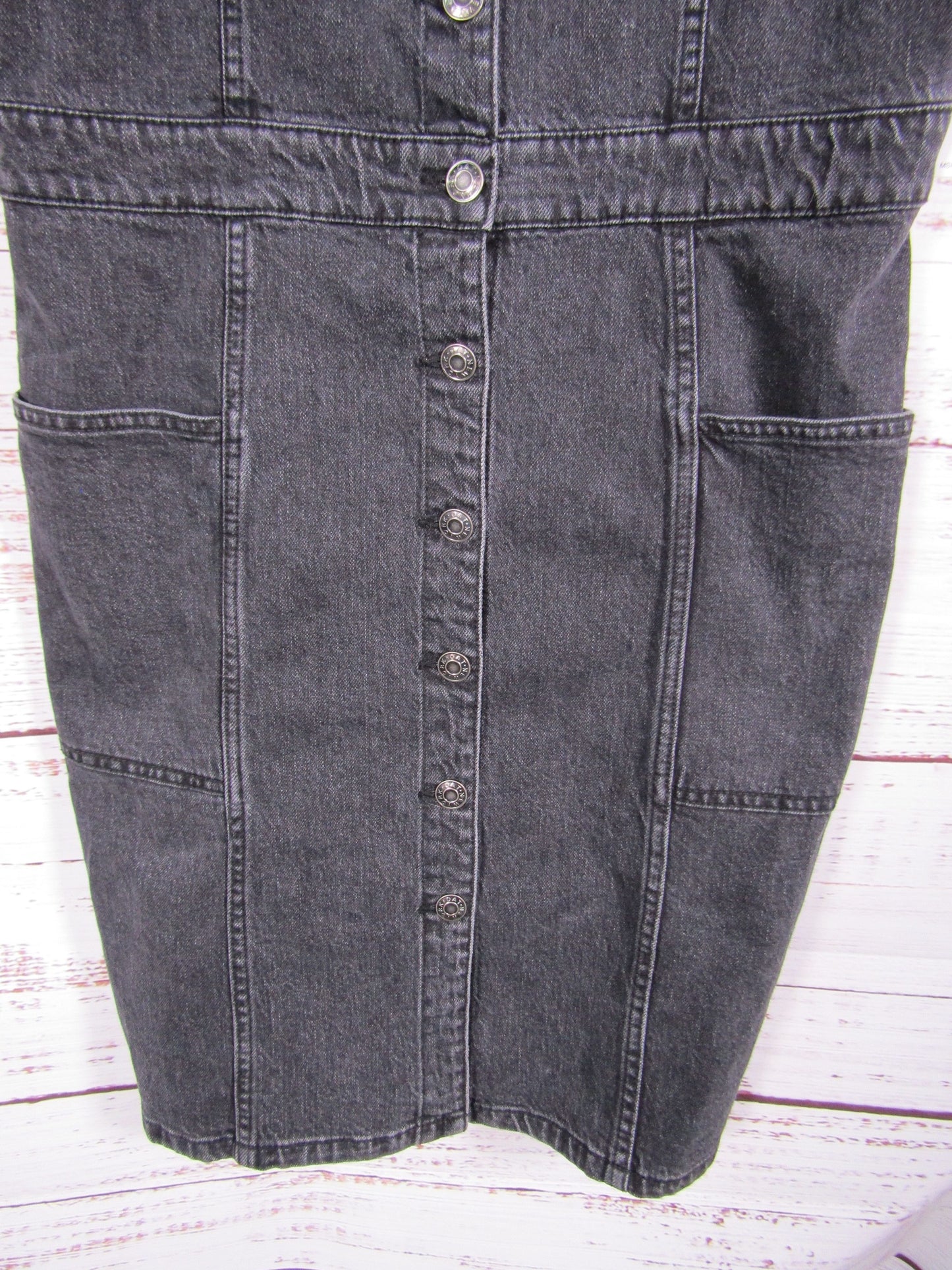 Oat Women's Black Denim Overall Dress Size 14