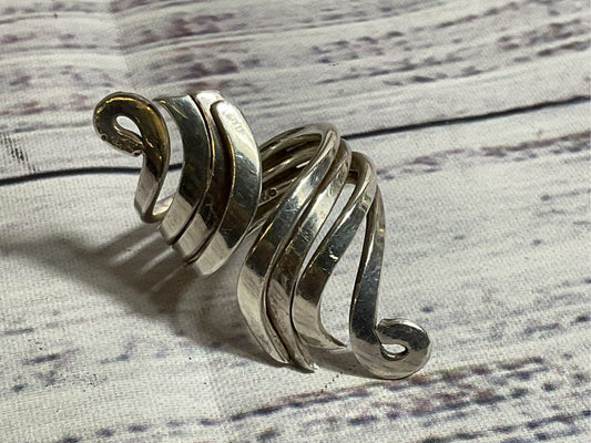 VTG. Mid Century Modernist Sterling Silver Swirl Statement SZ 7.25 Ring- 10.84g