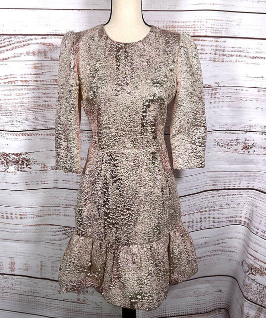 Dolce & Gabbana Jacquard Sheath Mini Dress Pink Metallic