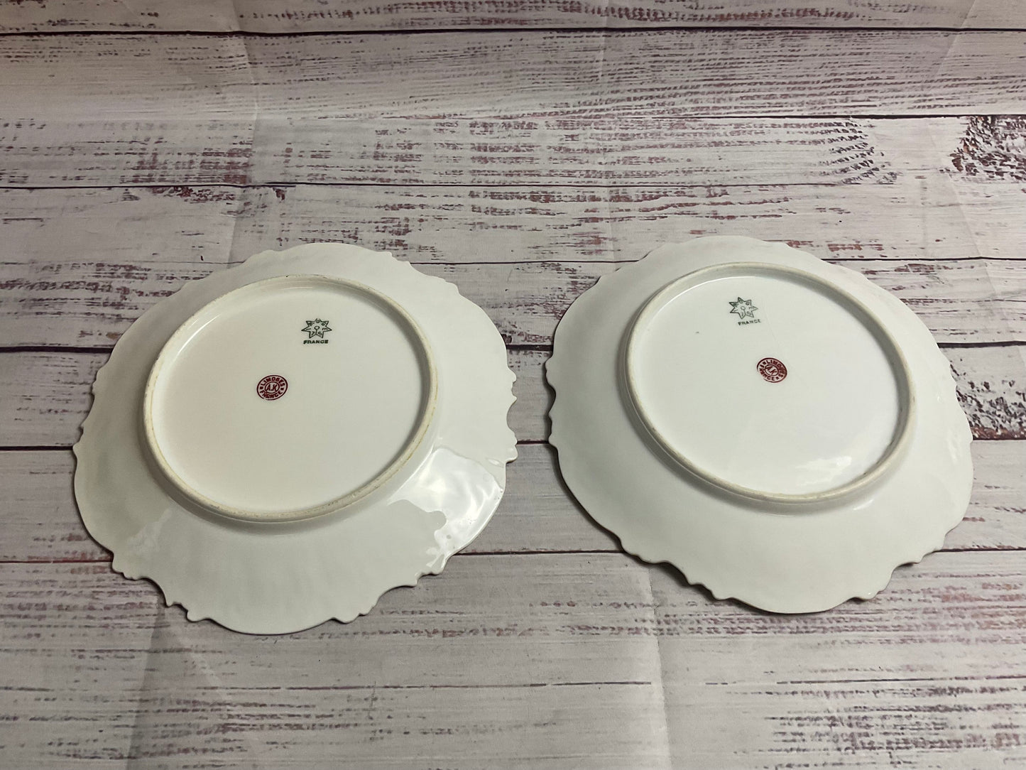 Limoges Made In France Pair Of 8" Dessert Plates Pink Gold Rim