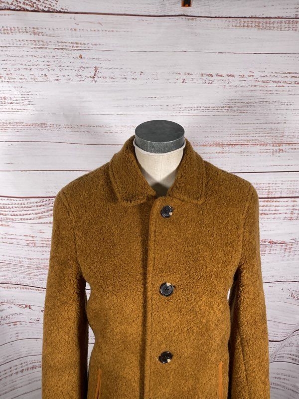 Scotch & Soda Women's Light Brown Wool Blend Fleece Button Overcoat Size M