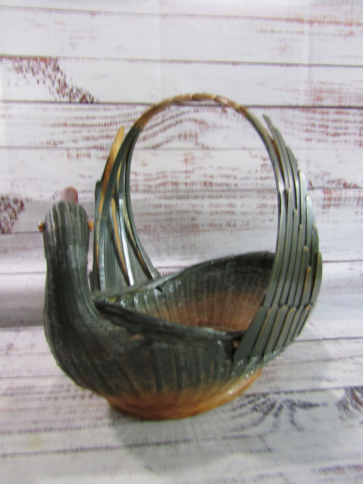 Vintage Shanghai Handicraft Mallard Woven Wicker Basket