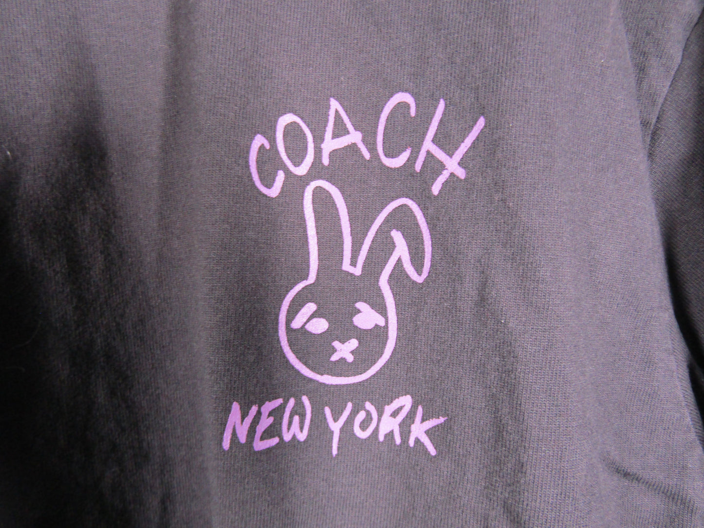 Coach Bunny Skater Women's Distressed Black Bunny Print T-Shirt Size L